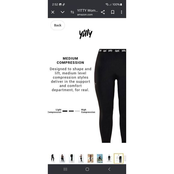 New Medium Fabletic Yitty Black Logo Major Label Shaping High Waist 7/8 Leggings - Picture 8 of 11